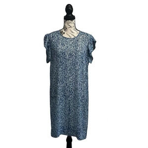DKNY Ditzy Floral Sheer Shift Mini Dress Swim Cover Boho Peasent Modest XS